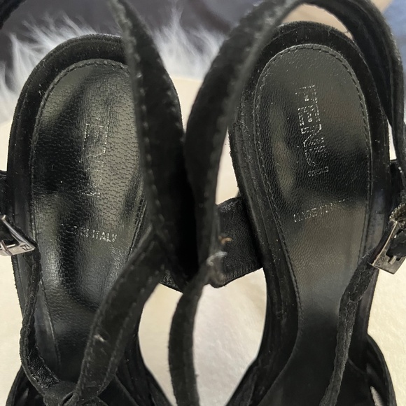 Fendi Black Leather Platform Sandals.  Size 38.5 US 8.5 - Picture 13 of 14